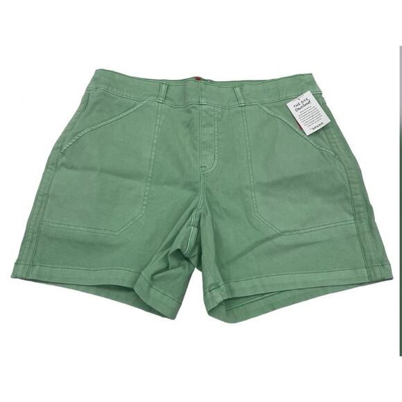 SPANX Stretch Twill Slimming Shorts Chino XL Pull On Bundle Green Blue Gray Tan - Picture 4 of 10